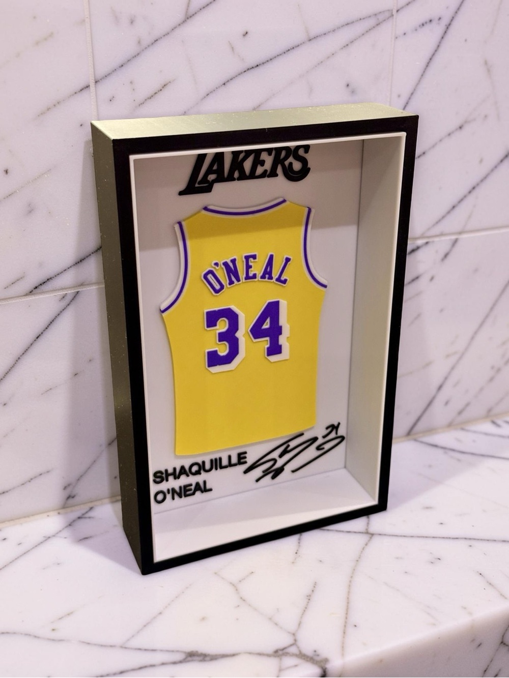 Shaquille O’Neal Lakers 3D Jersey Display Shadow Box NBA Man Cave Decor - Picture 2 of 2